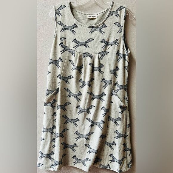 LaVieLente Fox Print Sleeveless Shift Dress Deep Pockets Size M - Picture 4 of 8